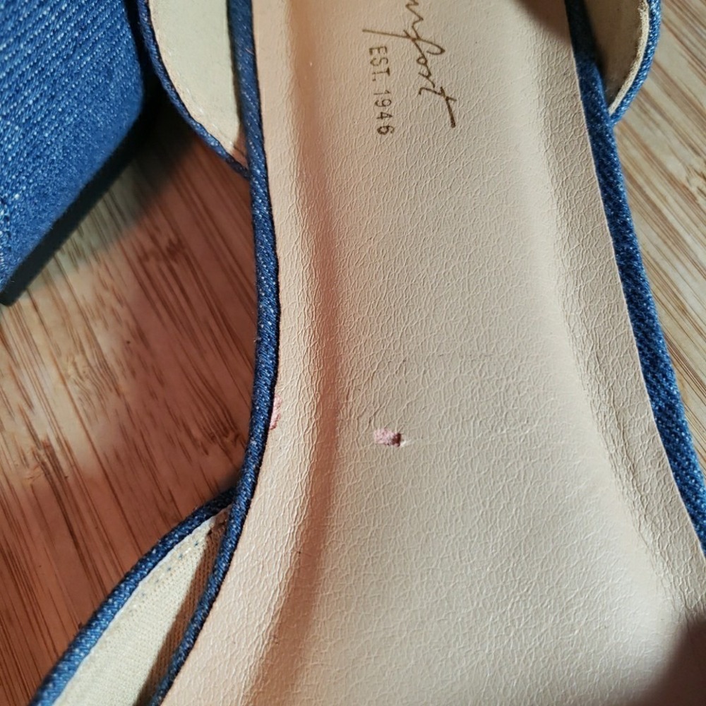 Comfort Est. 1946 Blue Denim Bow Slip-On Pointed Toe Shoes Ballet Flats Women 8M - Picture 2 of 10